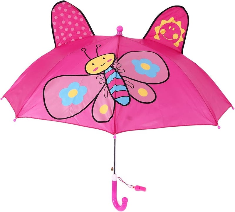 مظلة روز ريد للأطفال بتصميم كرتوني لطيف للحيوانات، مقبض منحني خفيف الوزن للفتيات تحت المطر والشمس - Image 1